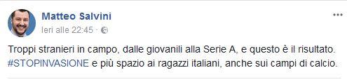 Salvini su italia fuori mondiale
