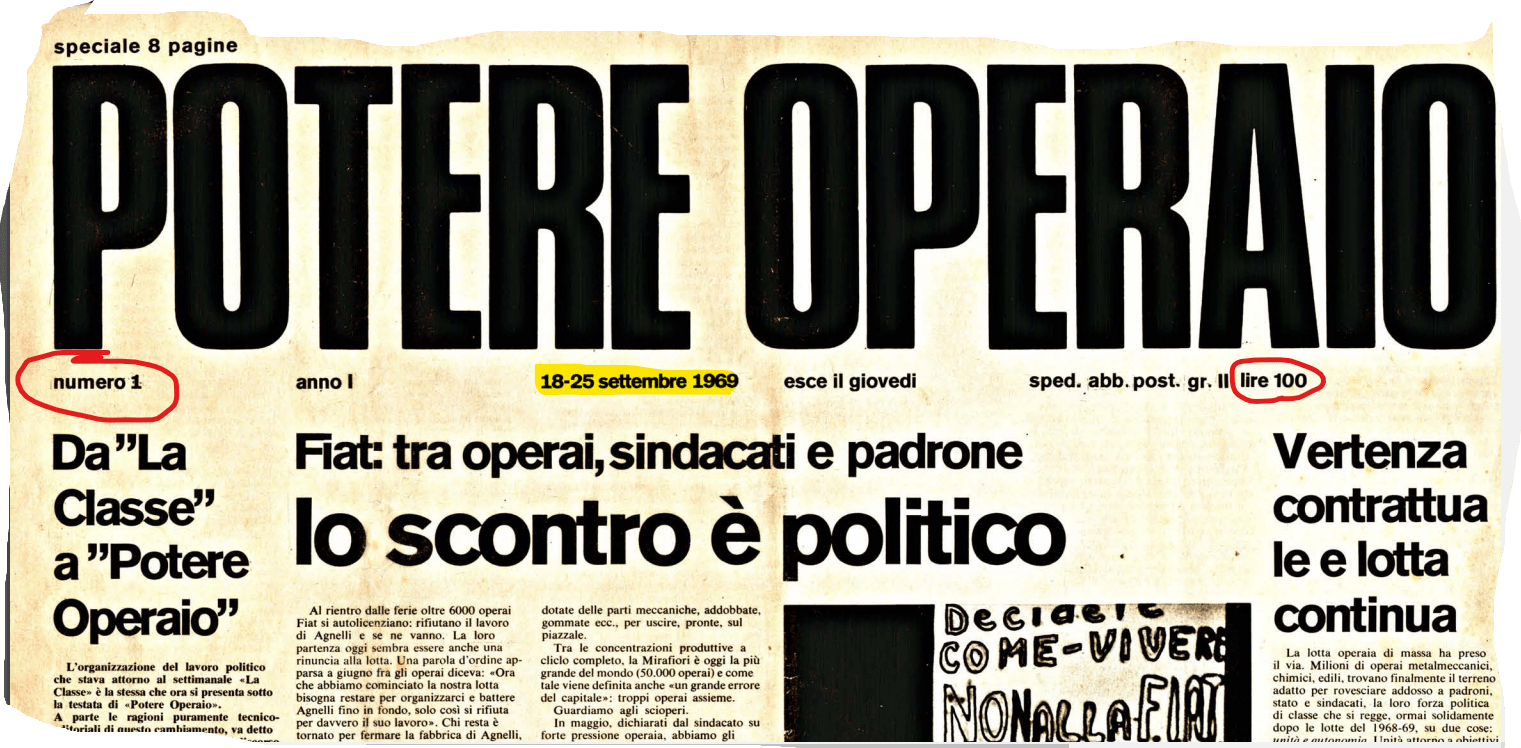 “Potere Operaio” il partito dell’insurrezione