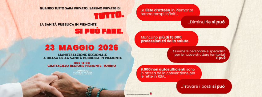 Manifestazione regionale a Torino per la sanità pubblica